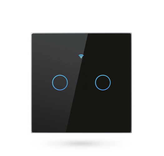 Tuya 2CH Wifi Smart Home Touch Wall Switch for Home Lamps -black - PST-WF-E2